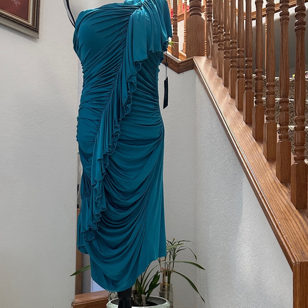 Chiara Boni  Elegant Teal One-Shoulder Dress